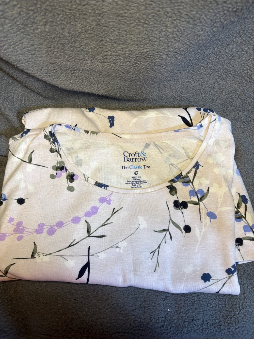 Croft & Barrow Lavender Floral Short Sleeve Tee